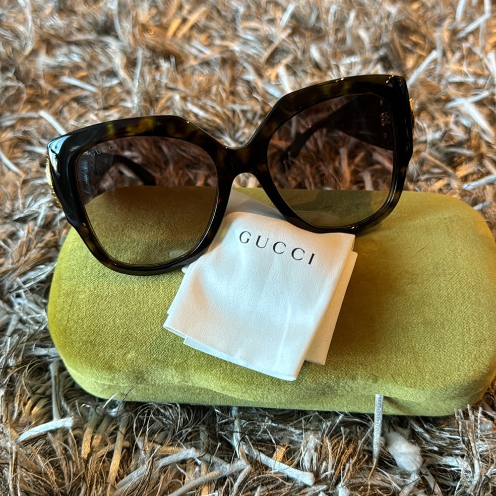 NEW GG1407S 003 GUCCI SQUARE HAVANA BROWN WOMEN SUNGLASSES GUCCI
